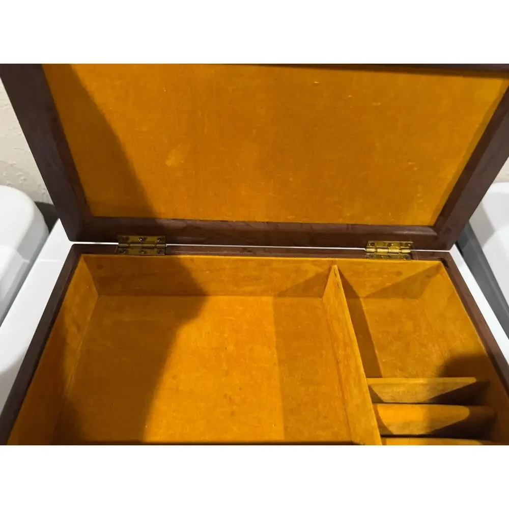 Mid Century MCM Velvet Lined Jewelry Box Made in Japan